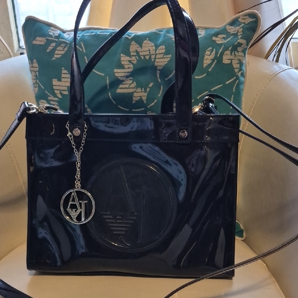 Armani Jeans Shiny Navy Blue Tote